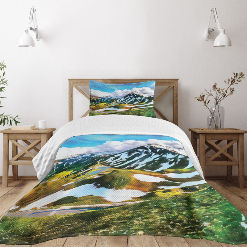 Peaks Covered with Snow Bedspread Set