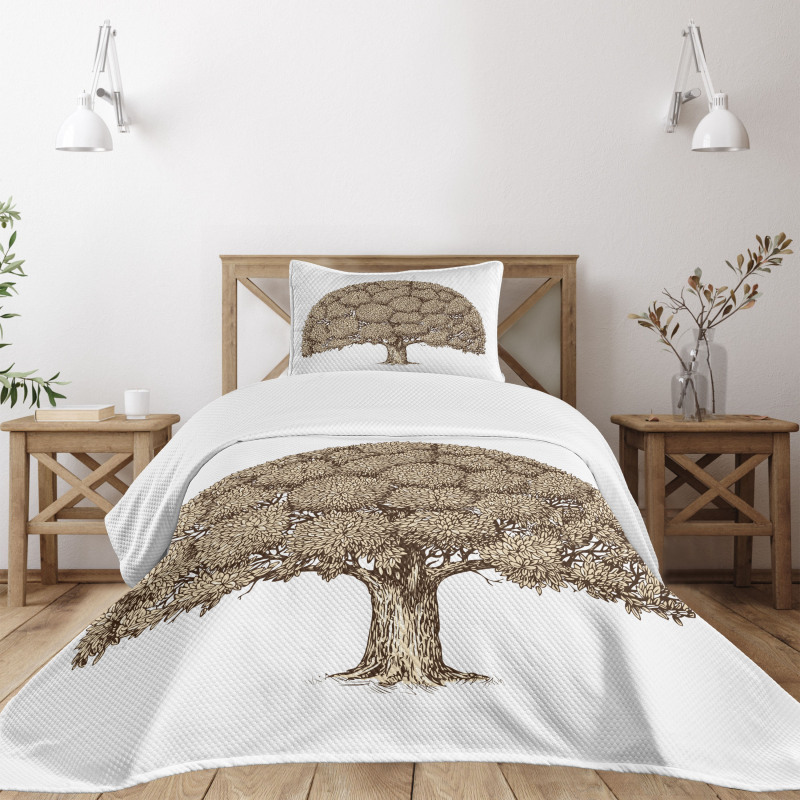 Old Oak Foliage Leaves Bedspread Set