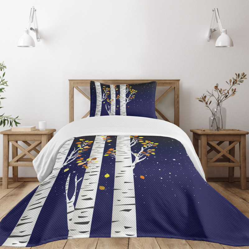 Birch Trees with Foliage Bedspread Set