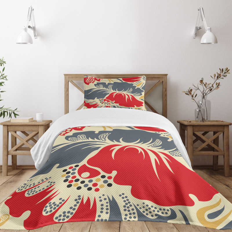 Abstract Chinese Floral Bedspread Set