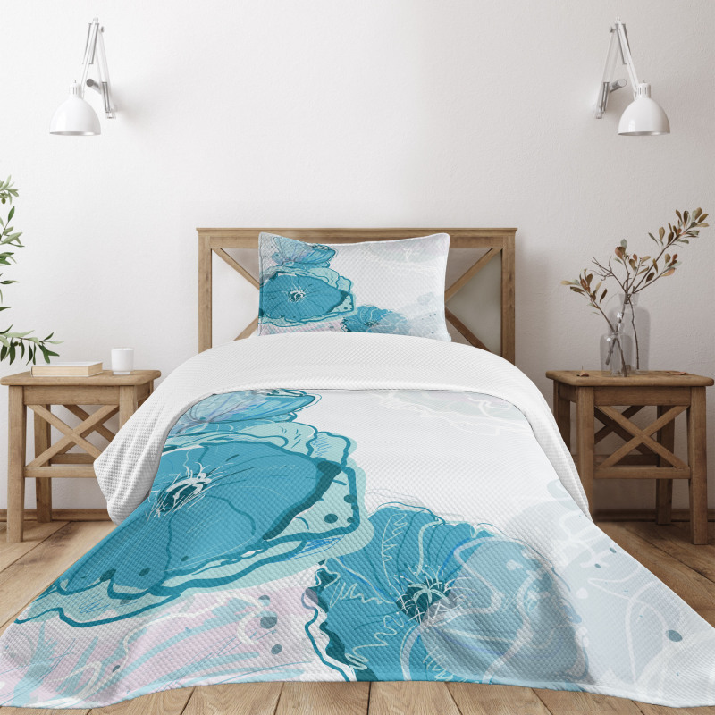Blue Spring Blossoms Bedspread Set