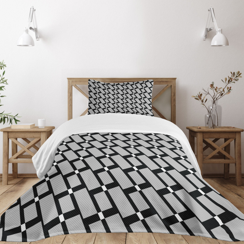 Monotone Shapes Bedspread Set