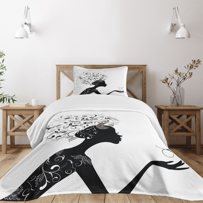 Floral Black Girl Bedspread Set