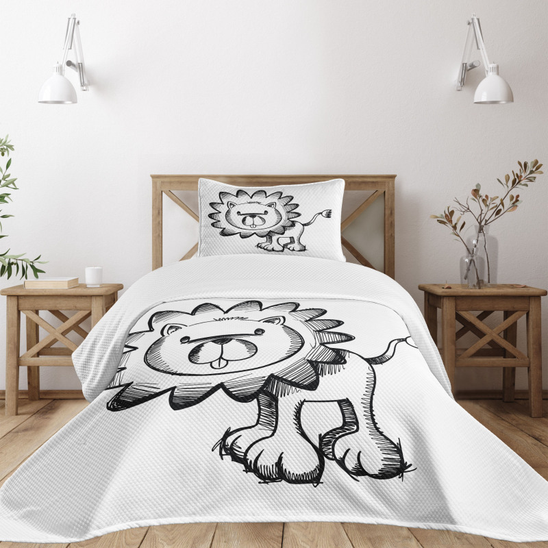 Sketchy Baby Lion Safari Bedspread Set