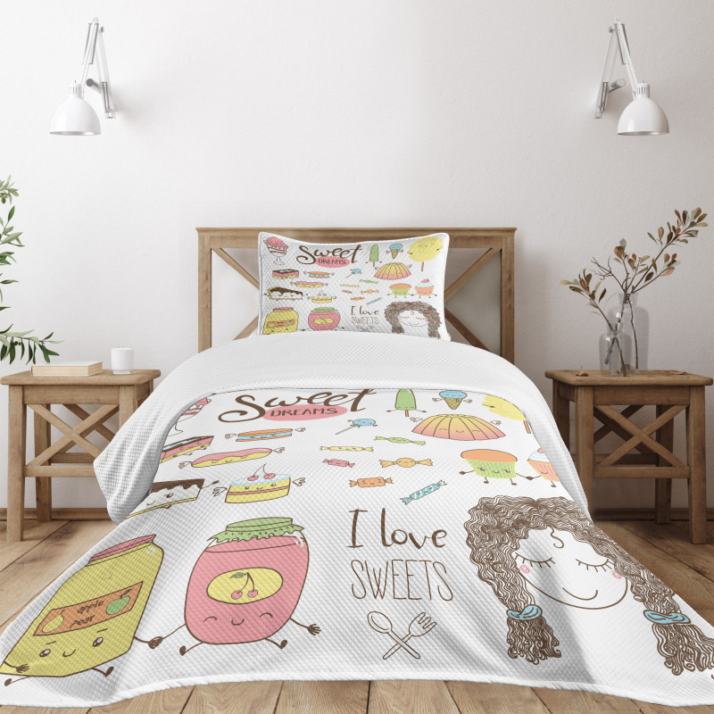 Girl with Sweets Bedspread Set