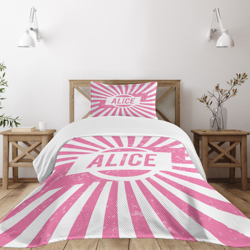 Pink Color Grunge Look Bedspread Set