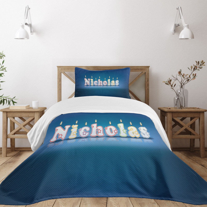 Boys Name Party Candle Bedspread Set