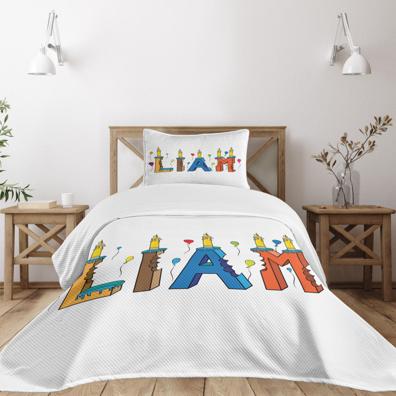 Colorful Letter Cakes Bedspread Set