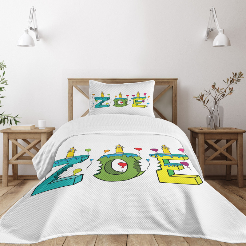 Colorful Birthday Candles Bedspread Set