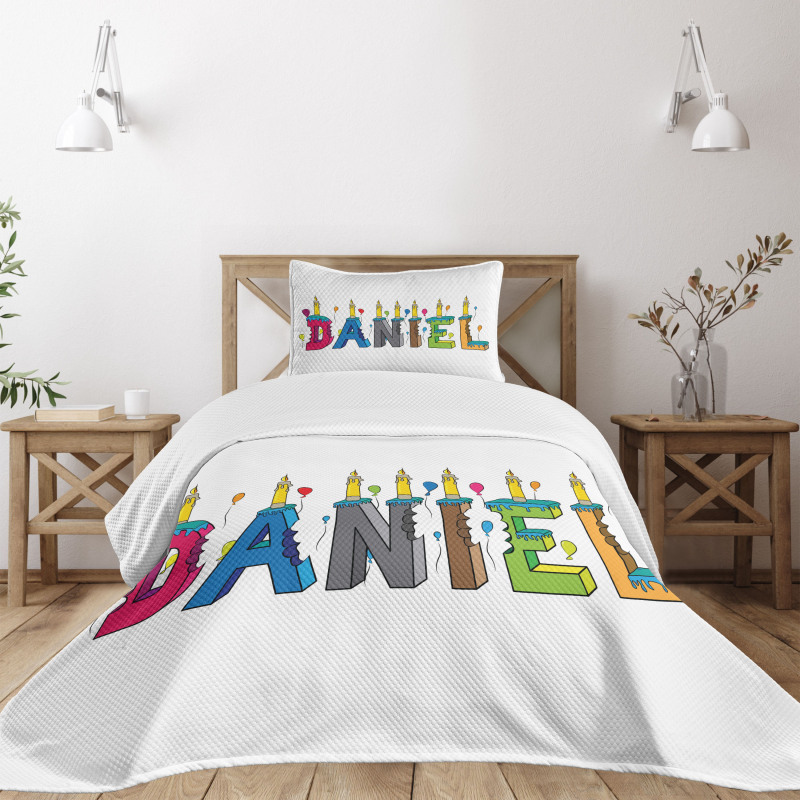 Grooving Male Name Cake Bedspread Set