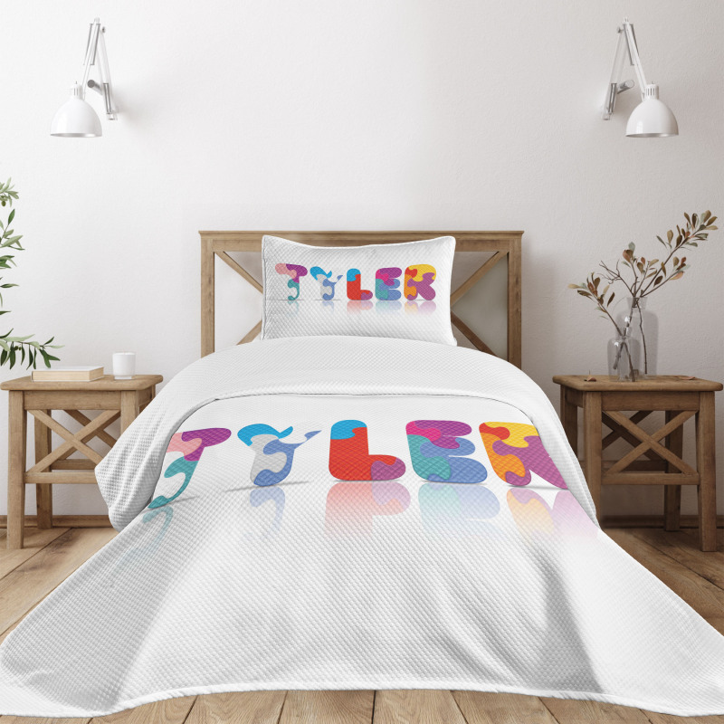 Arrangement of Letters Bedspread Set