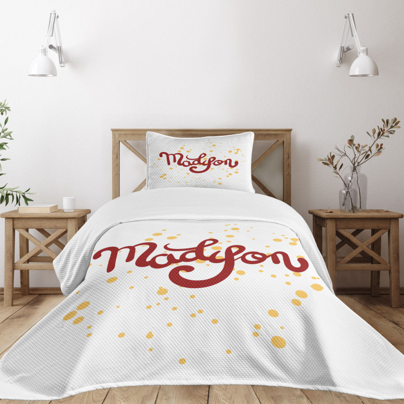 Cursive Alphabet Design Bedspread Set