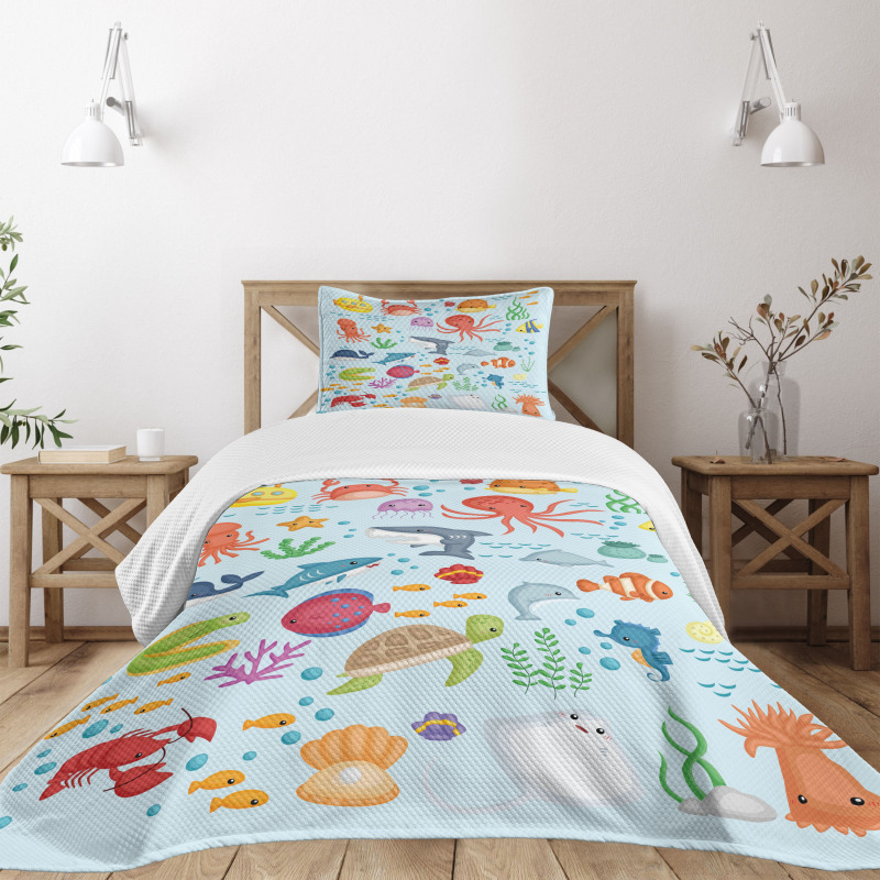 Sea Animals Submarine Bedspread Set