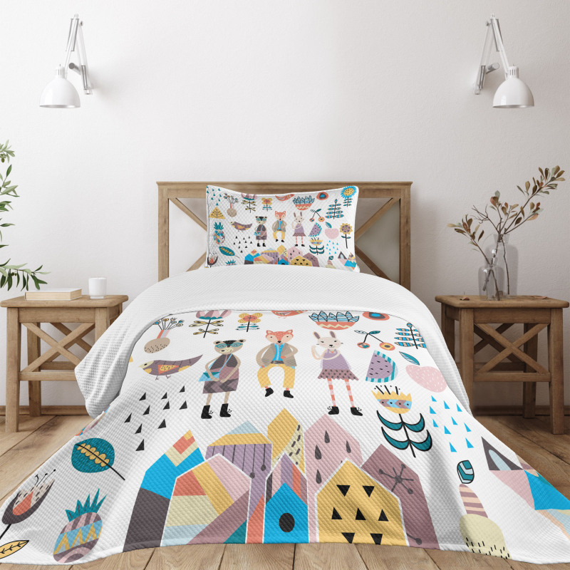 Fox Bunny and Bear Bedspread Set