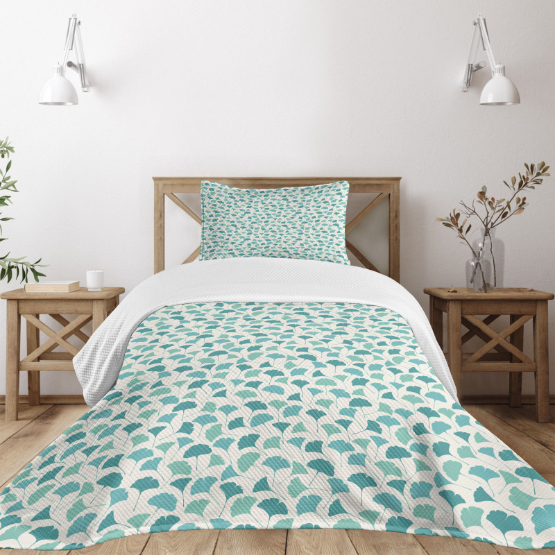 Pastel Ginkgo Leaves Bedspread Set