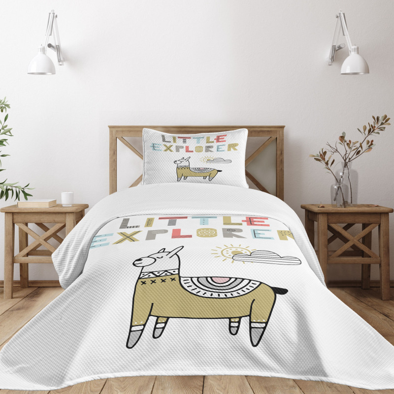 Colorful Llama Explorer Bedspread Set