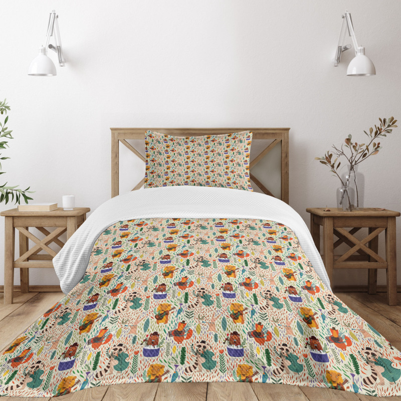 Jungle Band Lion Bear Bedspread Set