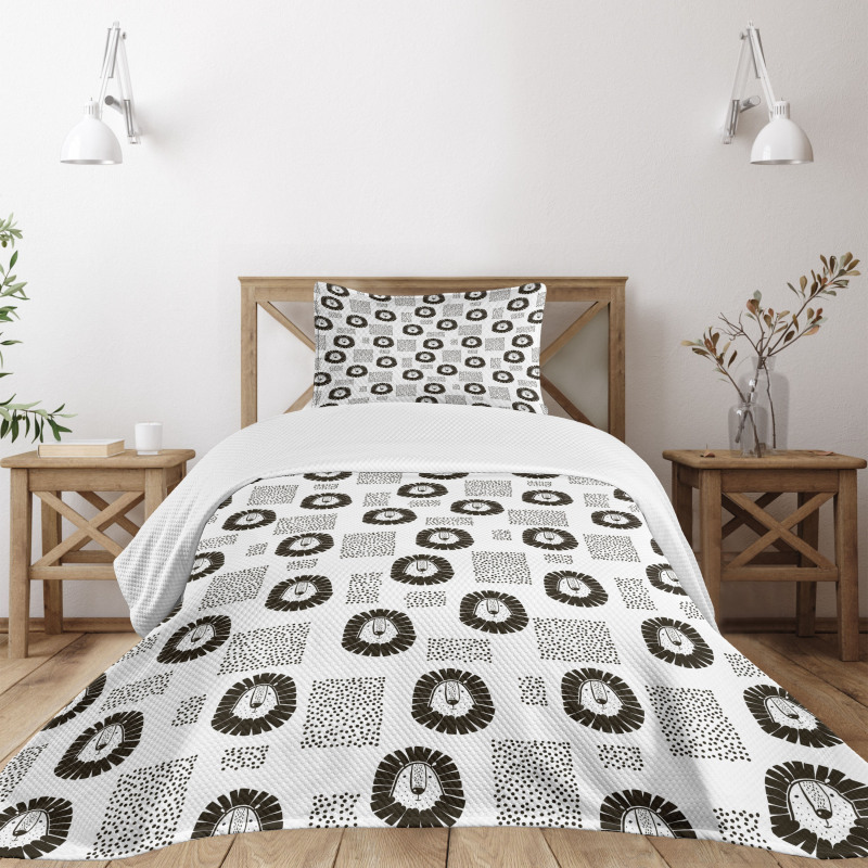 Hand Drawn Lion Bedspread Set