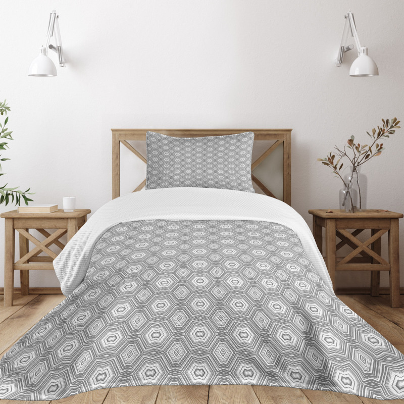 Greyscale Abstract Forms Art Bedspread Set