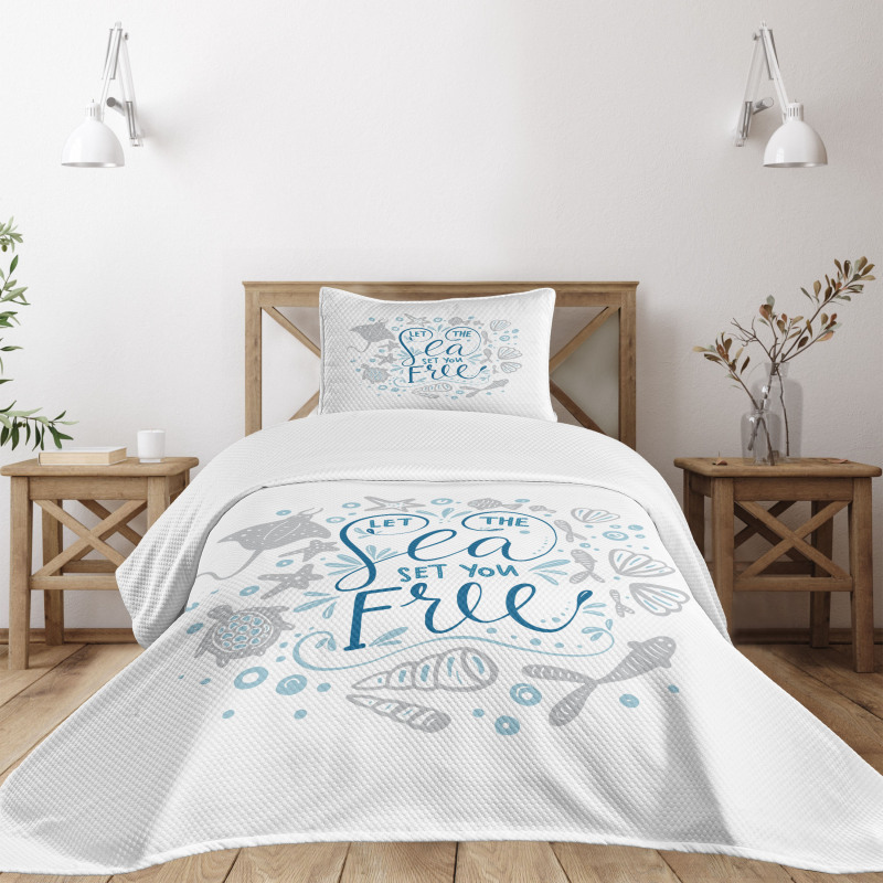 Marine Words with Fish Bedspread Set