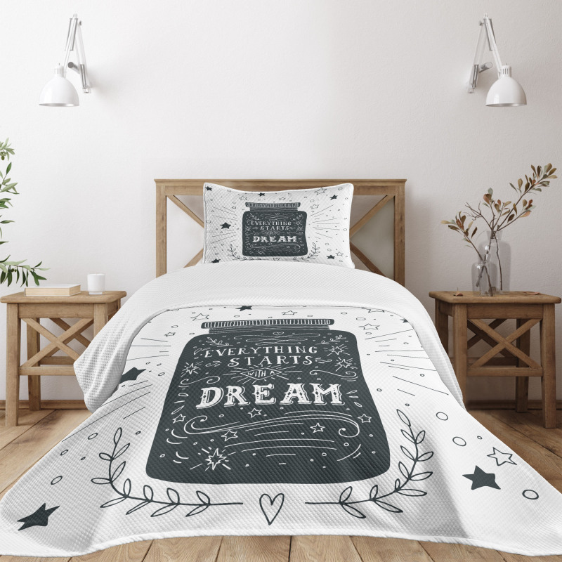 Saying on Jar with Stars Bedspread Set