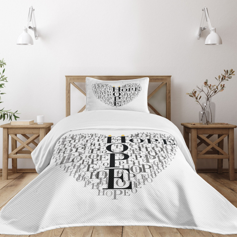 Heart Shaped Hope Word Bedspread Set