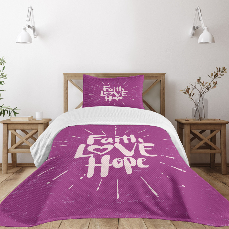 Hope Themed Message Design Bedspread Set