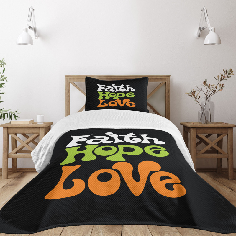 Vintage Faith Love Words Bedspread Set