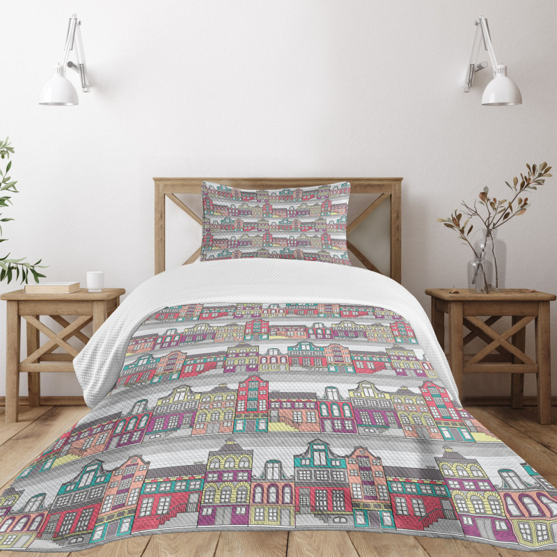 Amsterdam Sketch Houses Bedspread Set