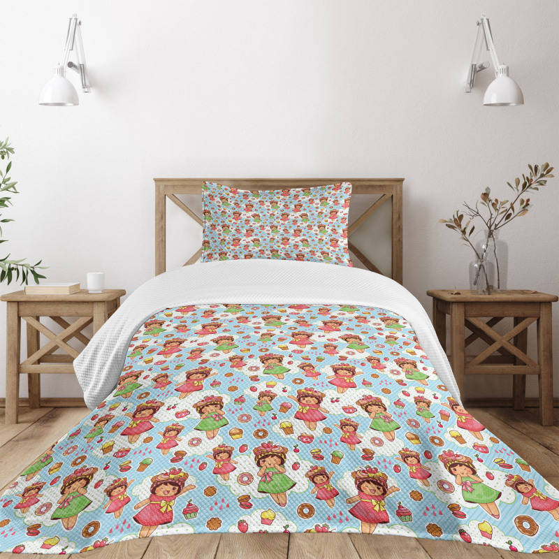 Girls with Yummy Pastries Bedspread Set