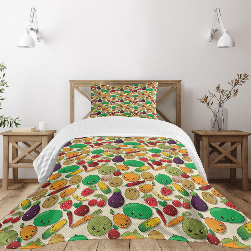 Vegetable Fruit Kawaii Bedspread Set