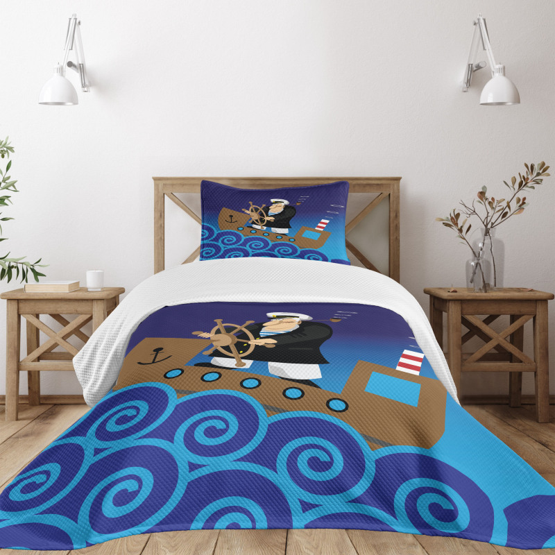 Captain on a Ship Bedspread Set