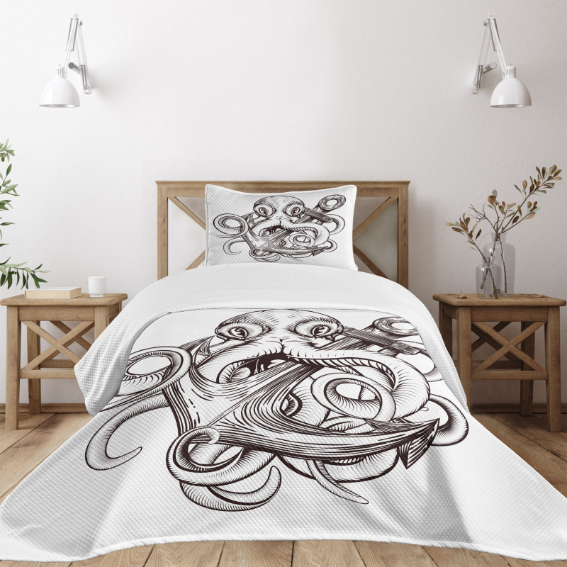 Octopus Tattoo Design Bedspread Set