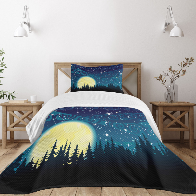 Moon over Forest Bedspread Set