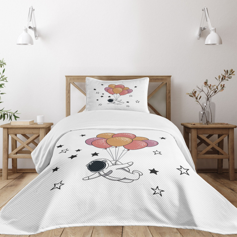 Astronaut with Balloons Bedspread Set