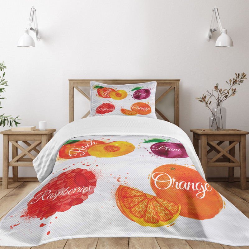 Peach Raspberry and Plum Bedspread Set