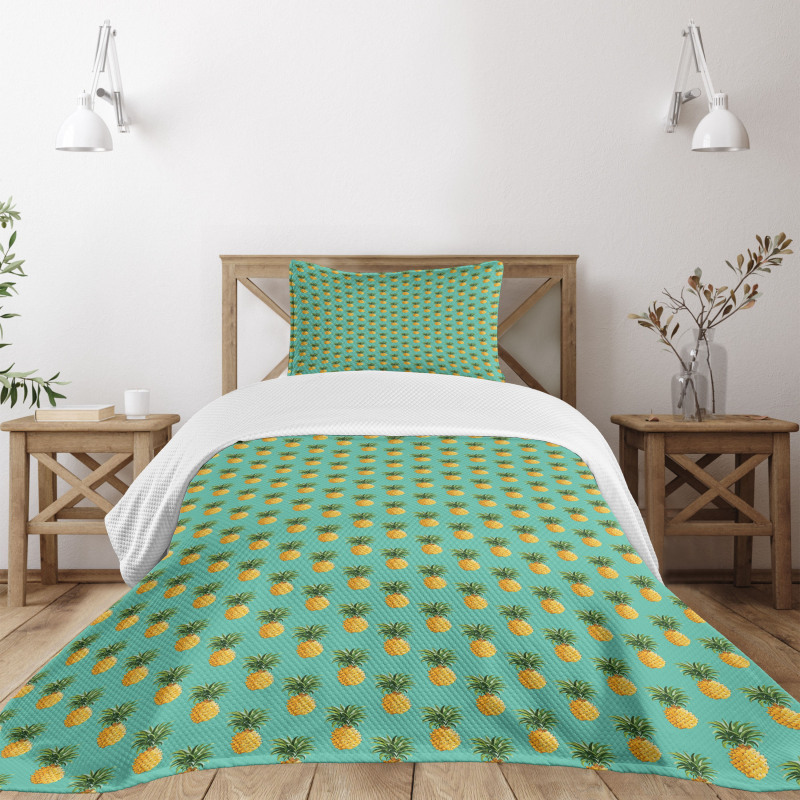 Tropical Pineapple Leaves Bedspread Set