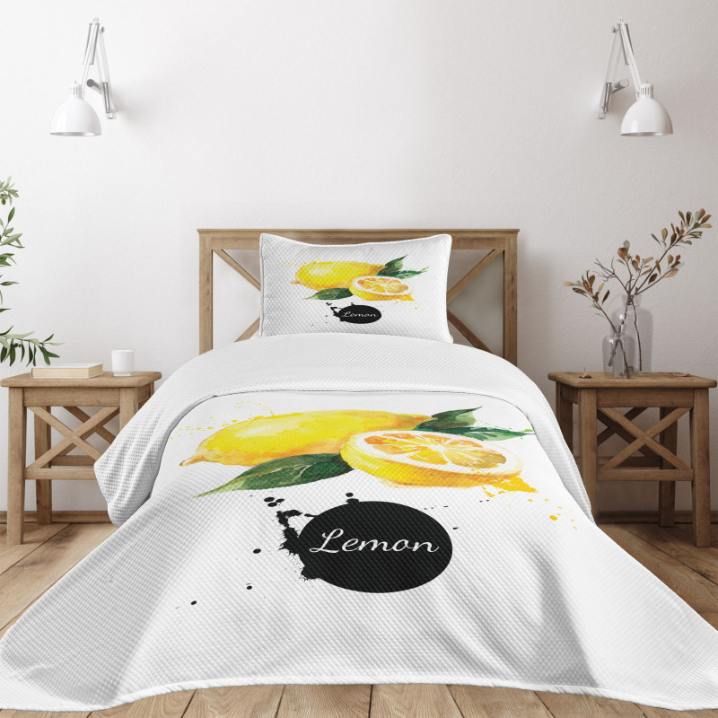 Sour Citrus Lemon Design Bedspread Set