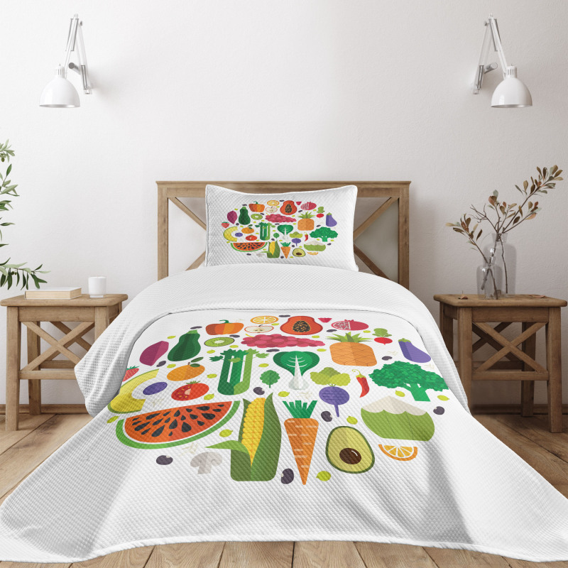 Yummy Food Circle Bedspread Set