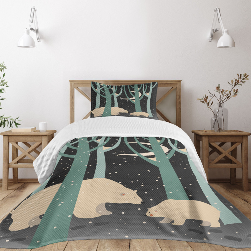 Polar Bear and Cub Bedspread Set