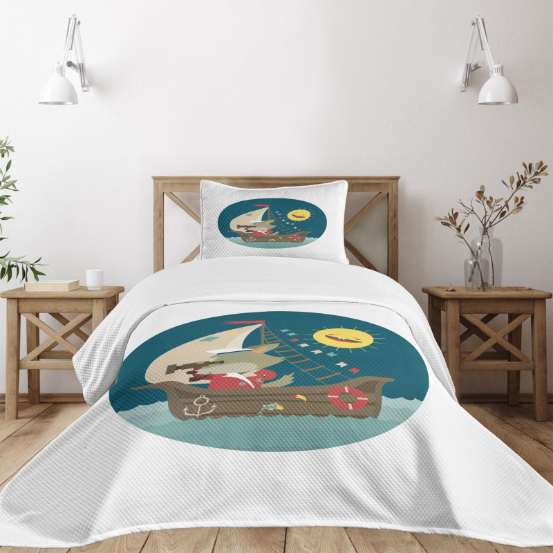 Wolf Captain Boat Bedspread Set