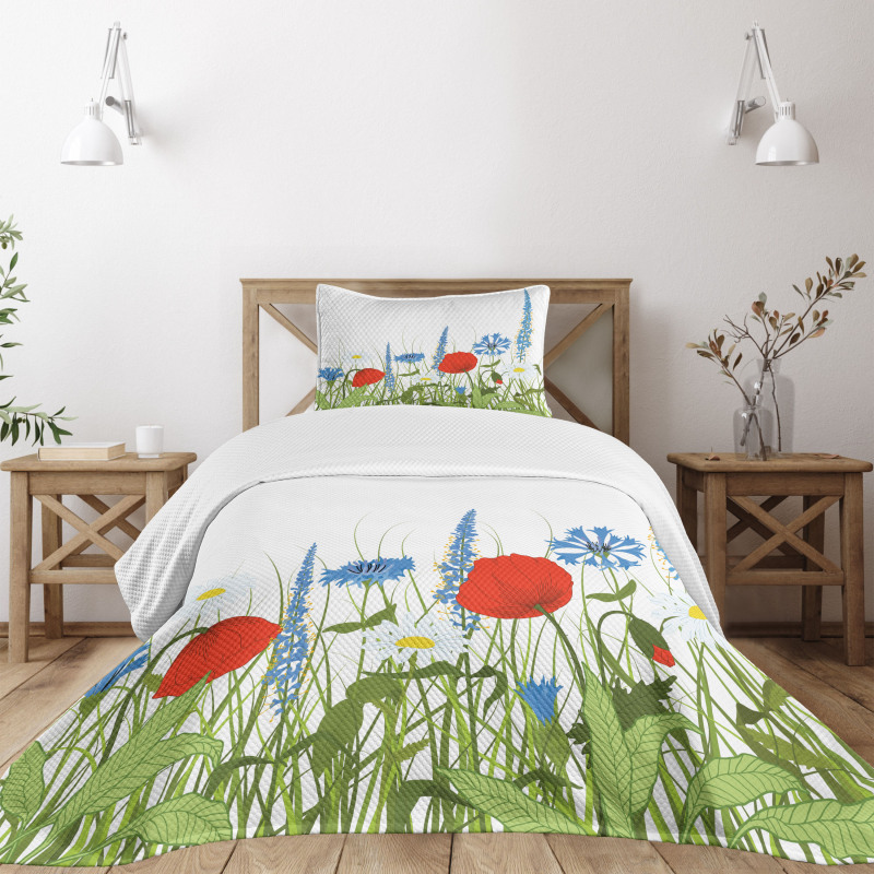 Bloomed Poppy Flowers Bedspread Set