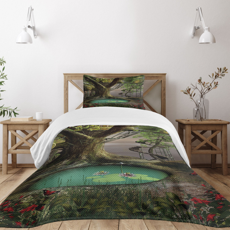 Enchanted Tree Fort Pond Bedspread Set