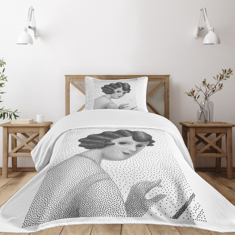 Young Lady from 20's Bedspread Set