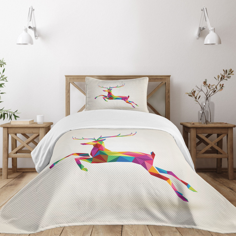 Colorful Fractal Deer Bedspread Set