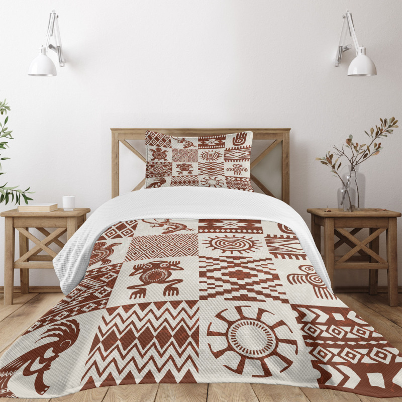 Grunge Native Tile Bedspread Set