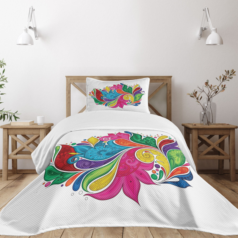 Vibrant Colorful Leaves Bedspread Set