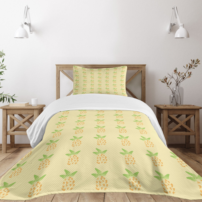 Watercolor Pineapple Bedspread Set