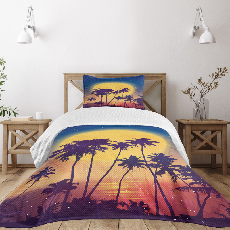 Retro Moon Rise Palms Bedspread Set