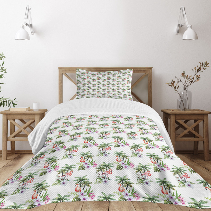 Watercolor Birds Flora Bedspread Set